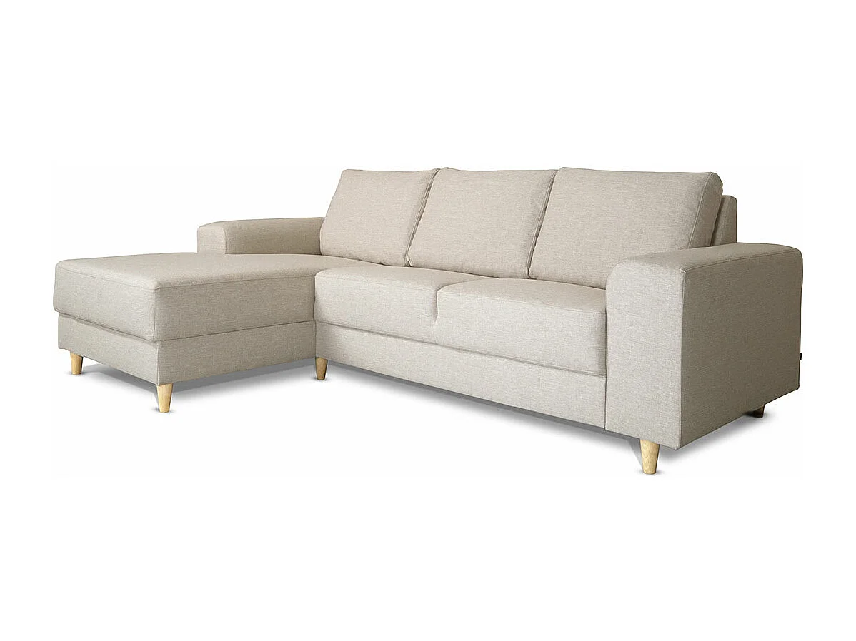 Nordic canapé avec chaise longue tourné vers la gauche beige clair.
