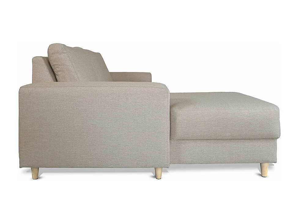 Nordic canapé avec chaise longue tourné vers la gauche beige clair.