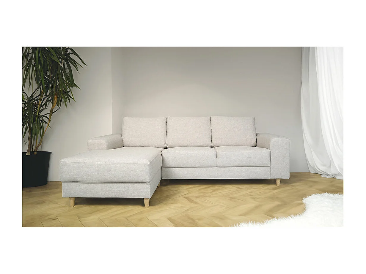 Nordic canapé avec chaise longue tourné vers la gauche beige clair.