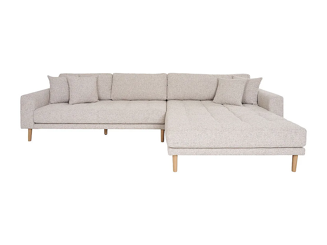 Lido canapé canapé droit avec quatre coussins beige.