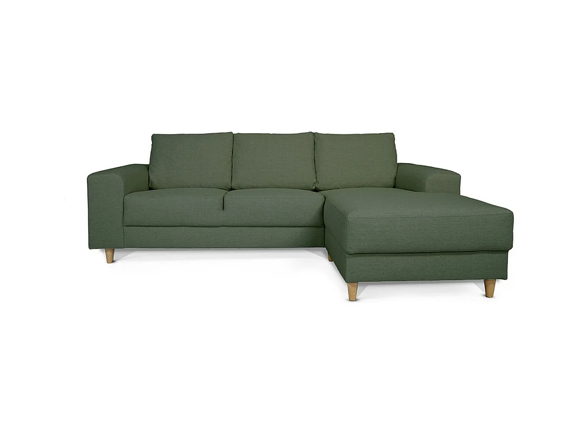 Nordic canapé avec chaise longue tourné vers la droite vert.