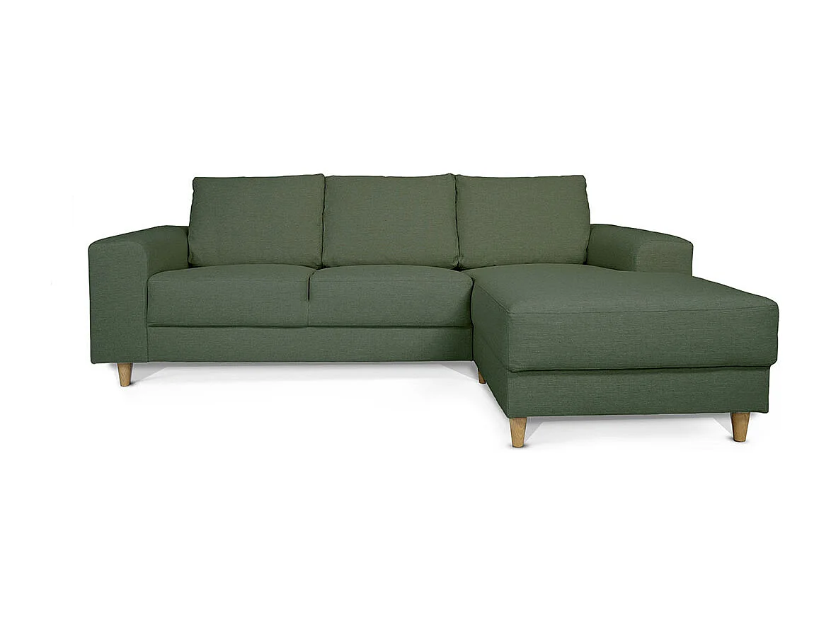Nordic canapé avec chaise longue tourné vers la droite vert.
