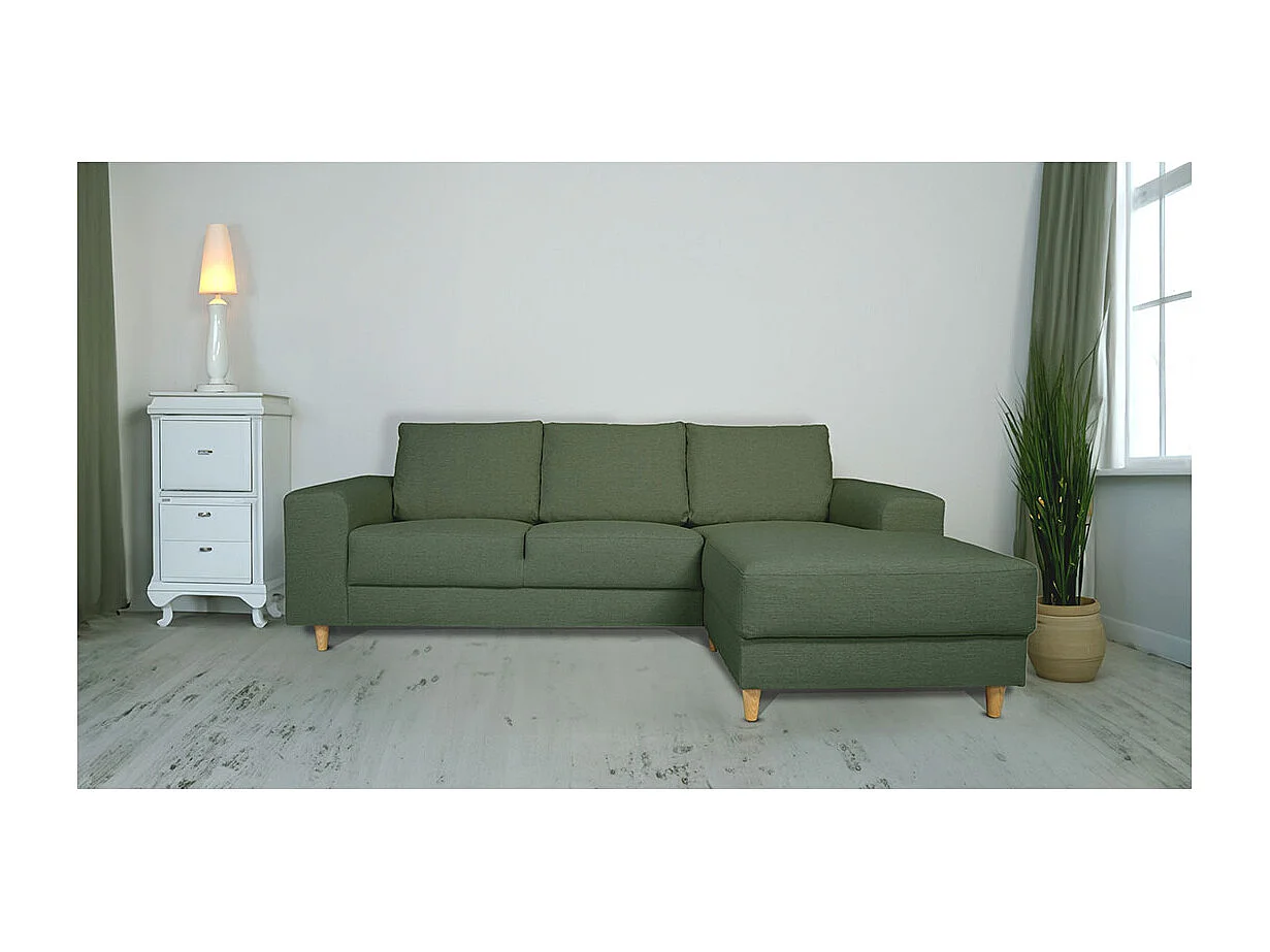 Nordic canapé avec chaise longue tourné vers la droite vert.