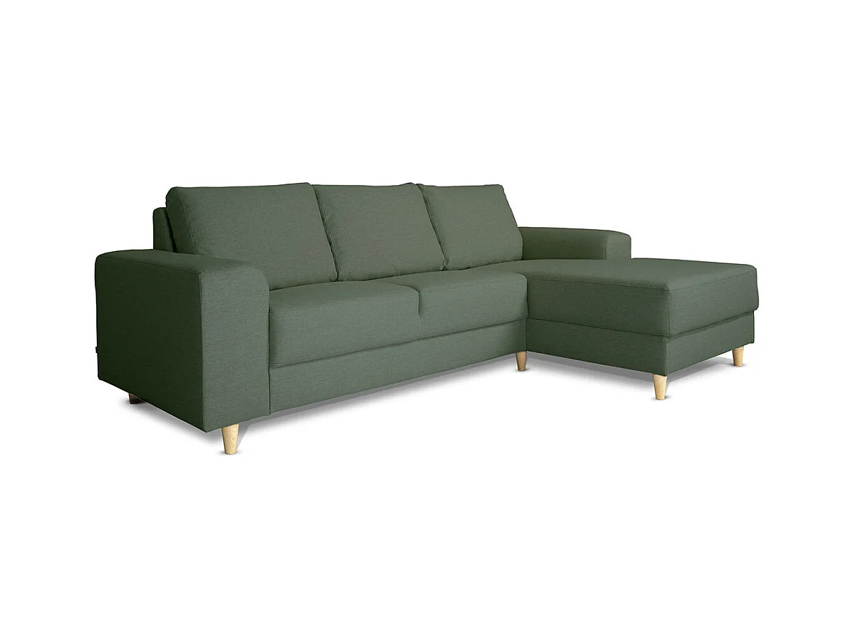 Nordic canapé avec chaise longue tourné vers la droite vert.