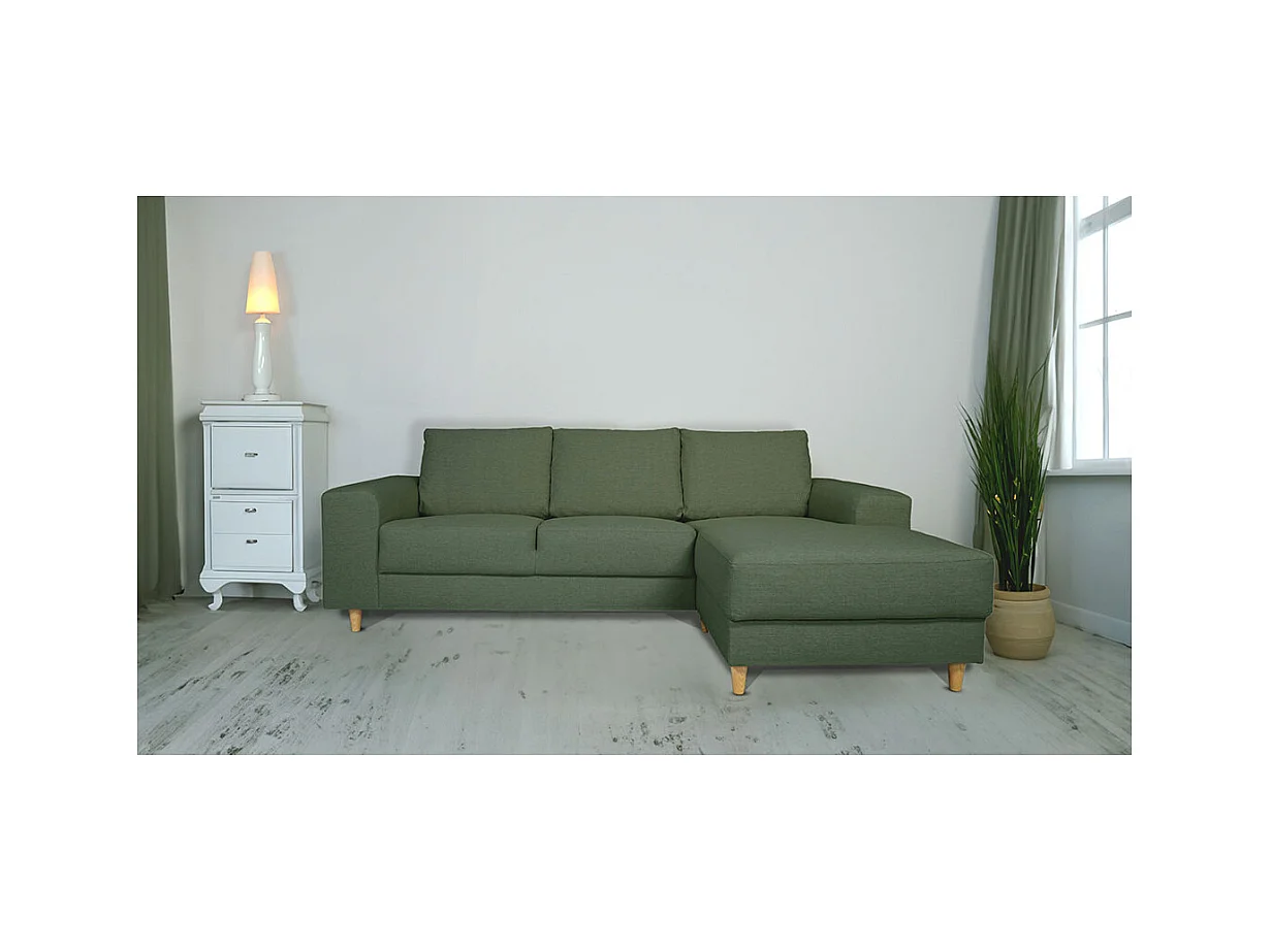 Nordic canapé avec chaise longue tourné vers la droite vert.