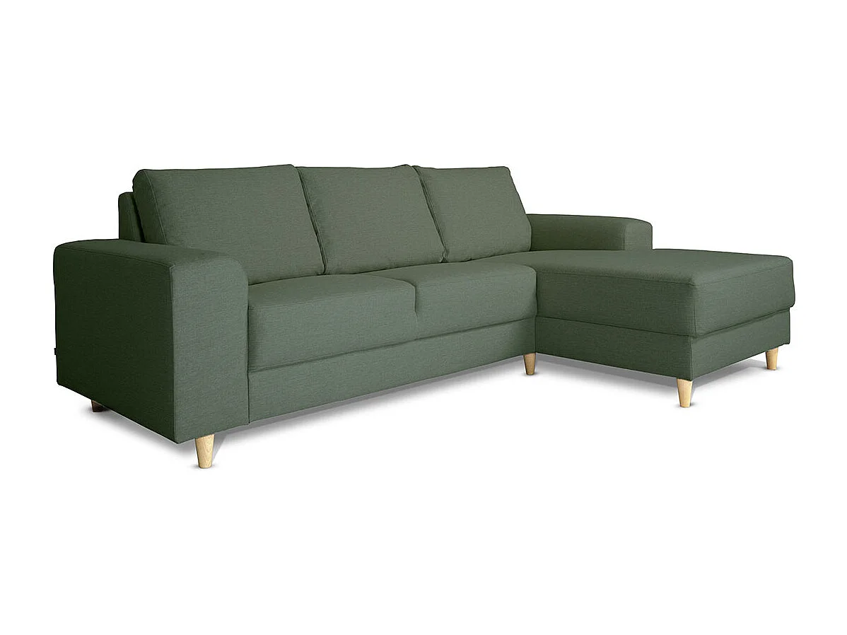 Nordic canapé avec chaise longue tourné vers la droite vert.