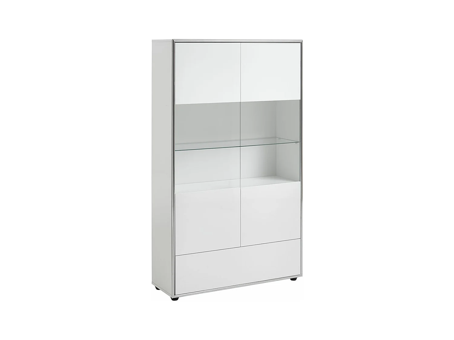 Kenan vitrine 2 portes, 1 tiroir laqué blanc brillant.