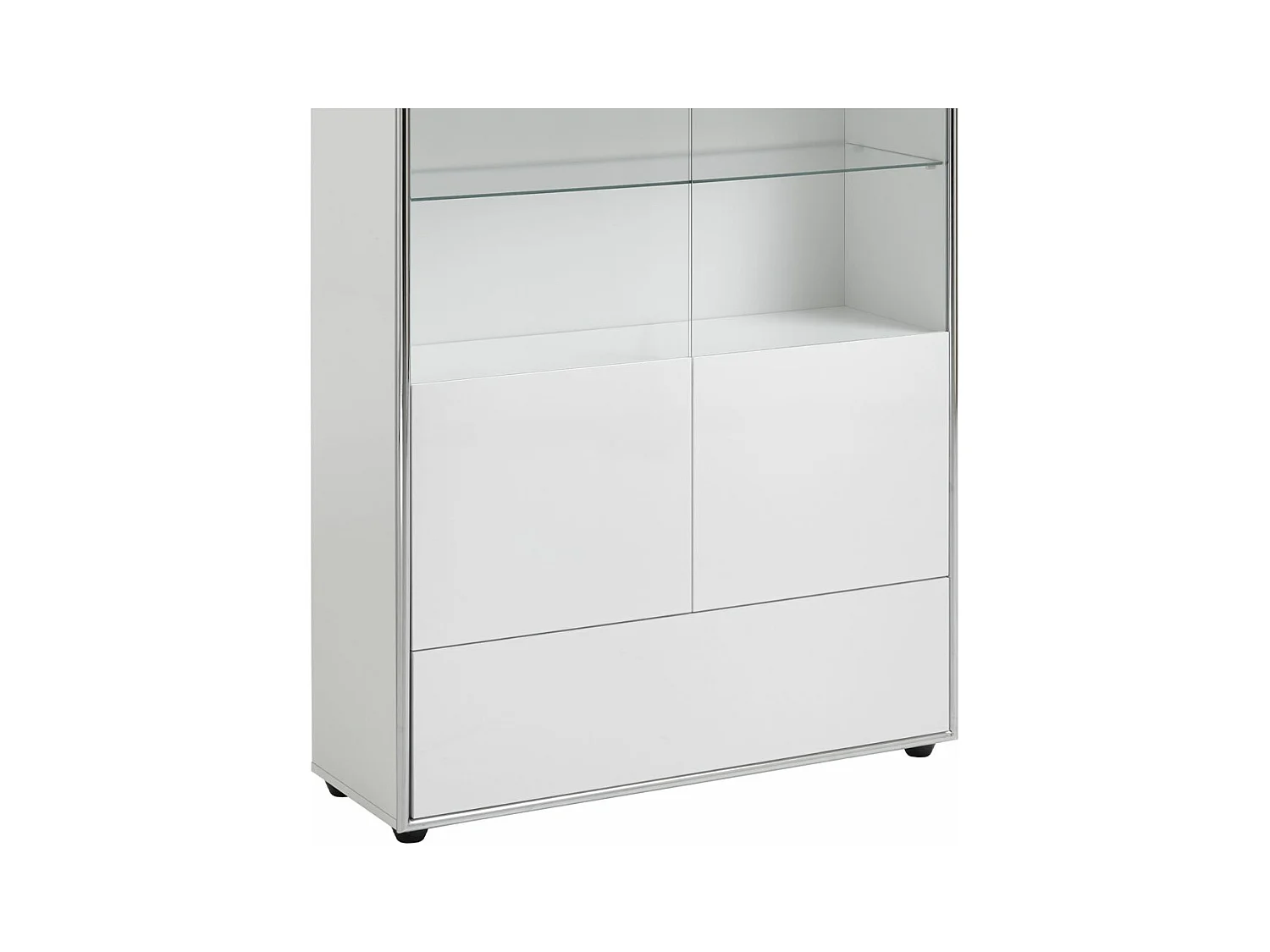 Kenan vitrine 2 portes, 1 tiroir laqué blanc brillant.