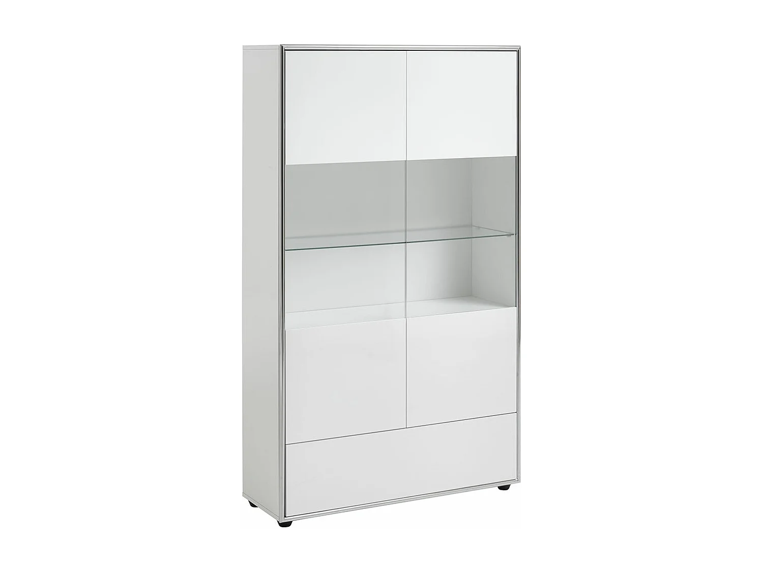 Kenan vitrine 2 portes, 1 tiroir laqué blanc brillant.