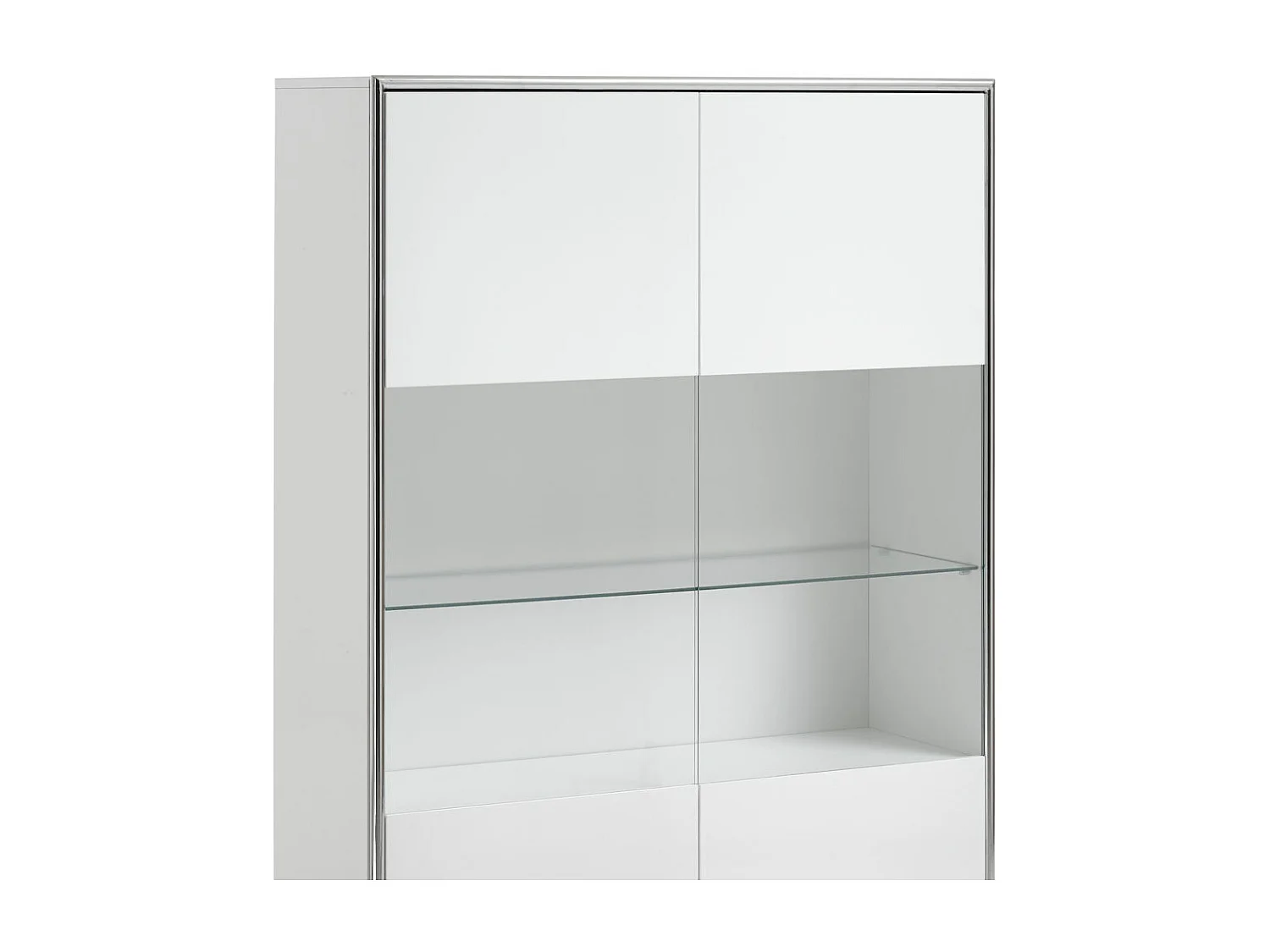 Kenan vitrine 2 portes, 1 tiroir laqué blanc brillant.