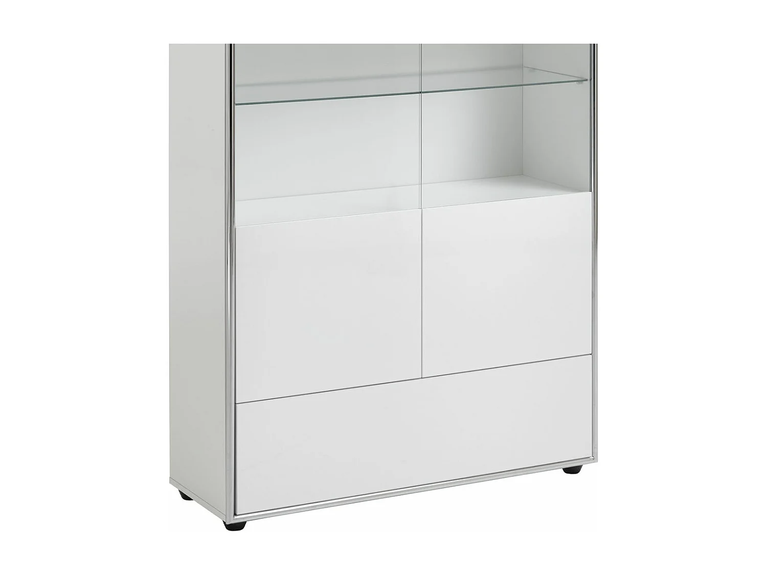 Kenan vitrine 2 portes, 1 tiroir laqué blanc brillant.
