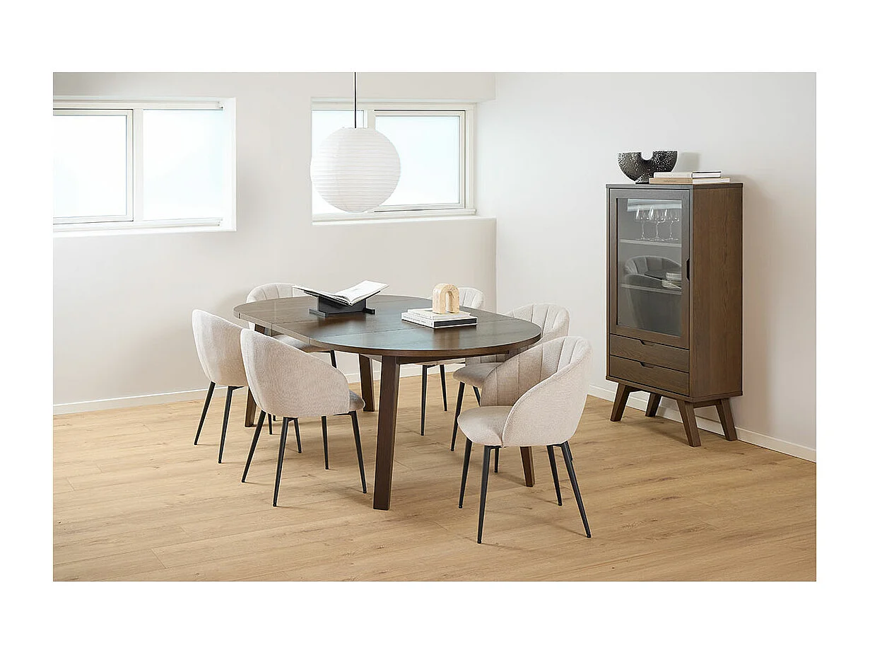 Bristol vitrinekast 1 deur 2 lades 2 planken grijs.