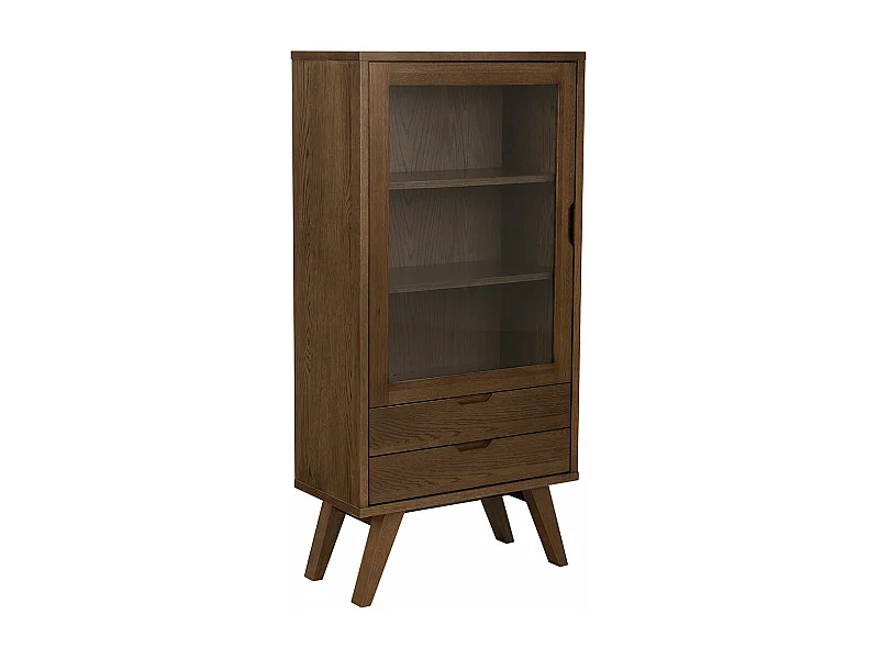 Bristol vitrinekast 1 deur 2 lades 2 planken grijs.