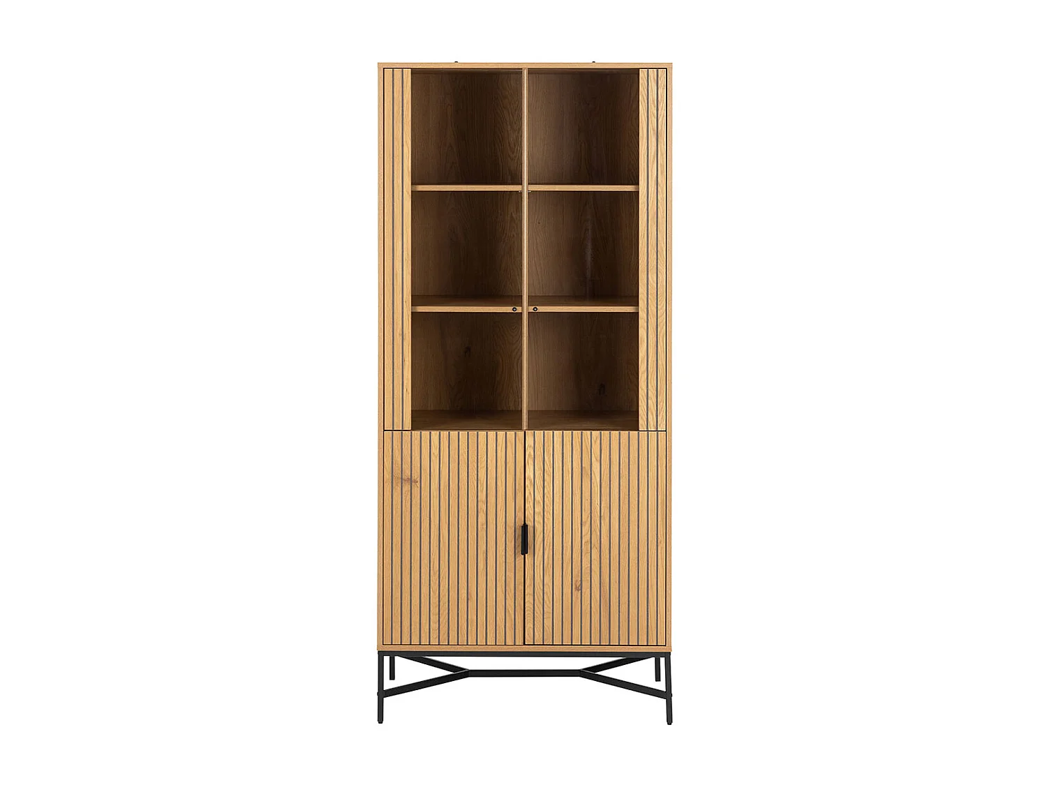Giselle vitrinekast 4 deuren 6 planken natuur.
