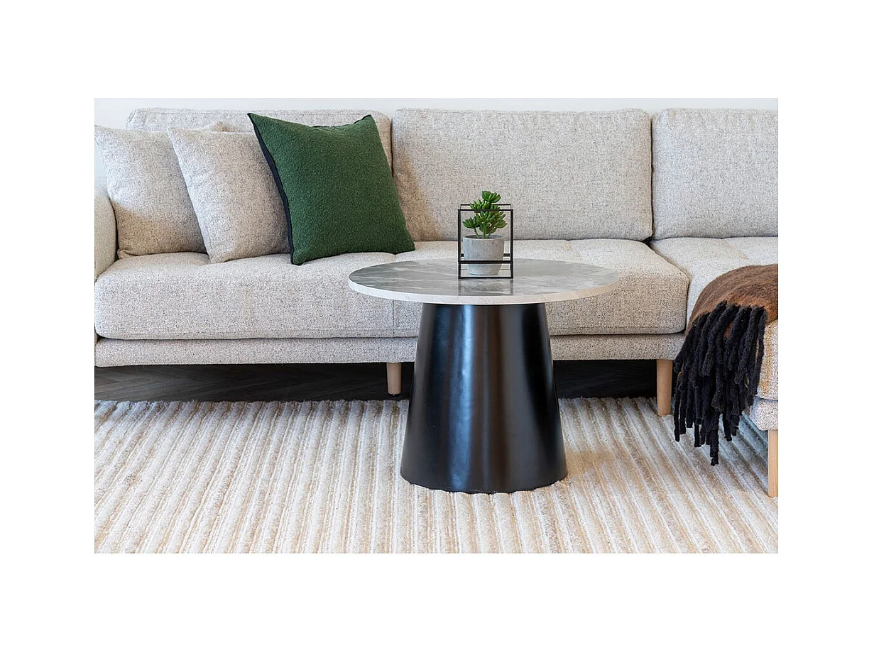 Brito table basse look marbre Ø60cm gris, noir.