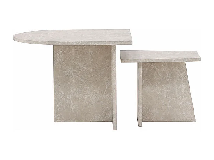 Lot de 2 Tables Basses Effet Marbre "Sala" 60cm Beige
