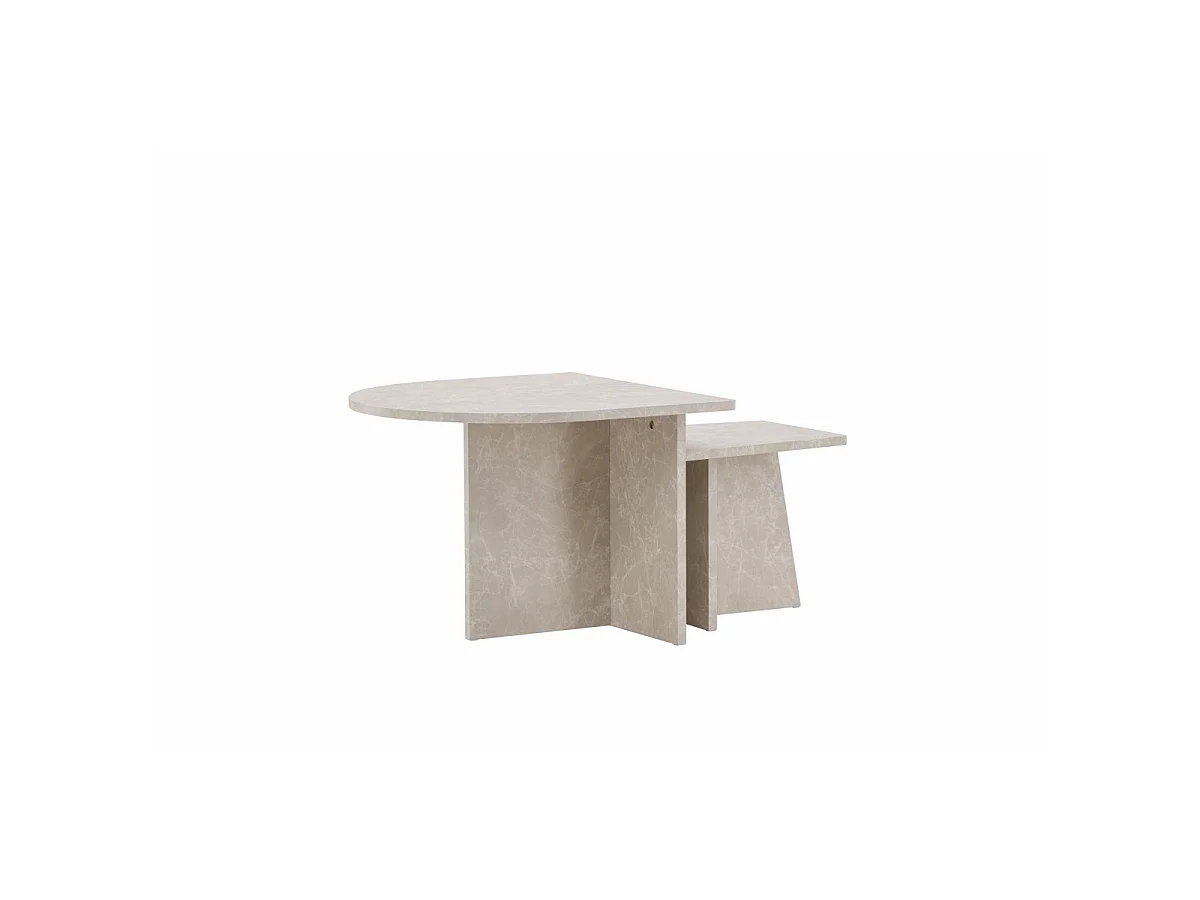 Lot de 2 Tables Basses Effet Marbre "Sala" 60cm Beige