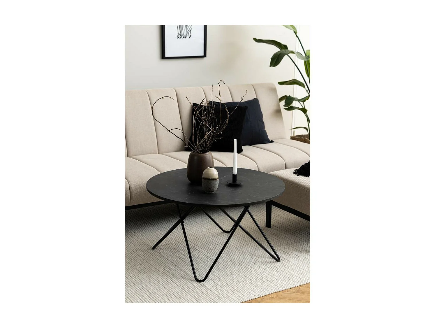 Mesa de centro Wyre Ø80cm negra.