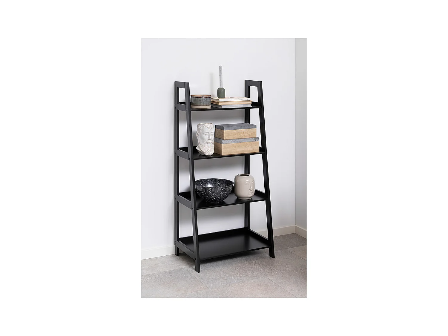 Wally bibliothèque 4 étagères noires.