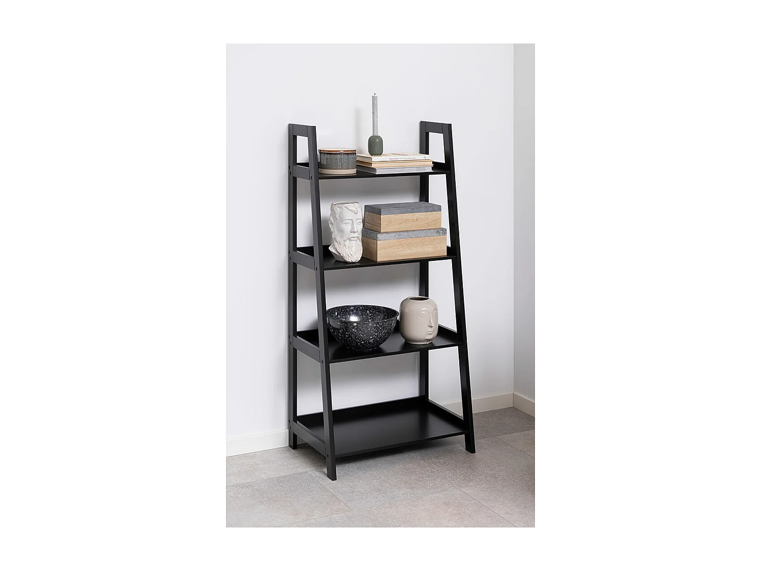 Wally bibliothèque 4 étagères noires.