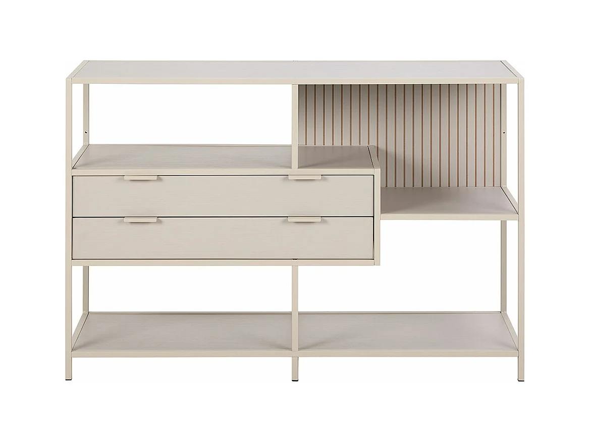 Seaford bibliothèque 2 tiroirs 3 étagères grises.