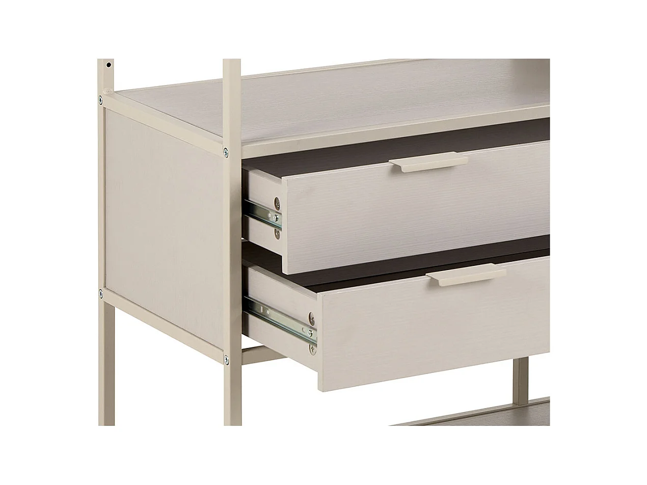 Seaford bibliothèque 2 tiroirs 3 étagères grises.