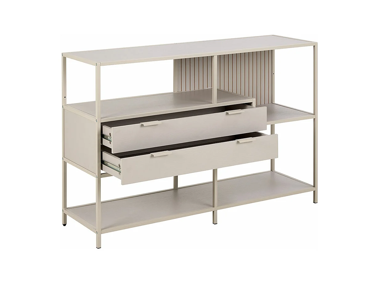 Seaford bibliothèque 2 tiroirs 3 étagères grises.