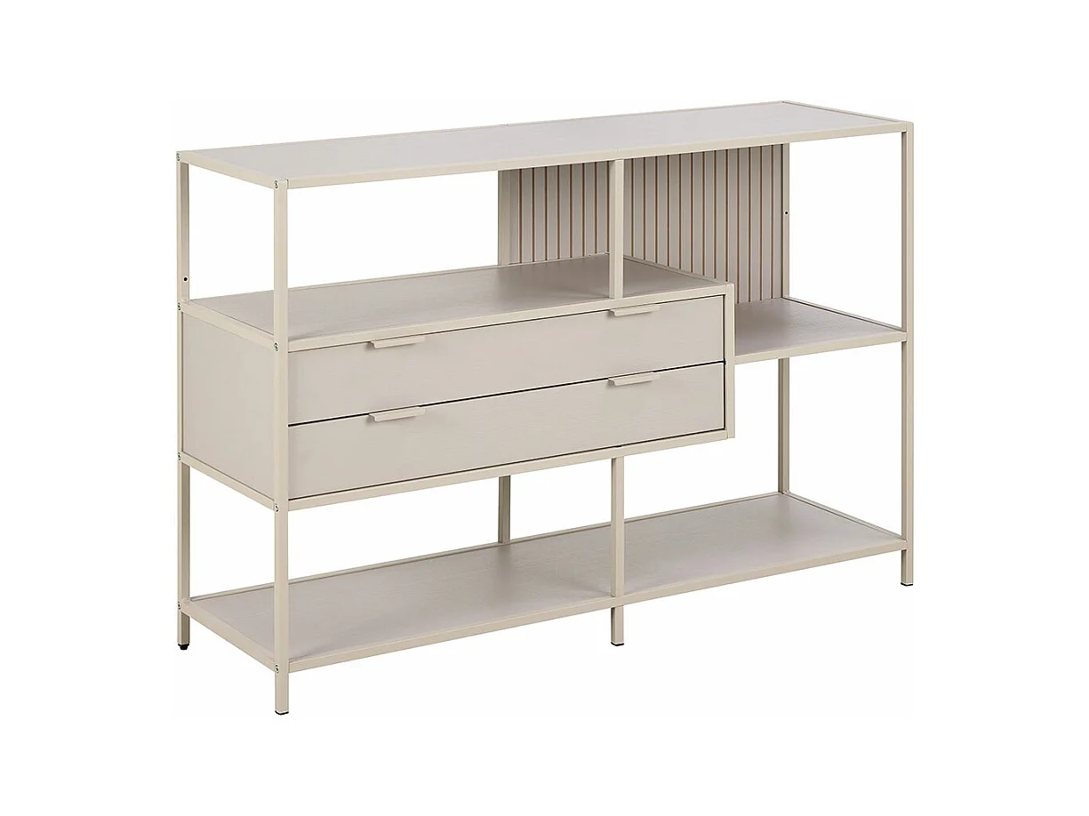 Seaford bibliothèque 2 tiroirs 3 étagères grises.