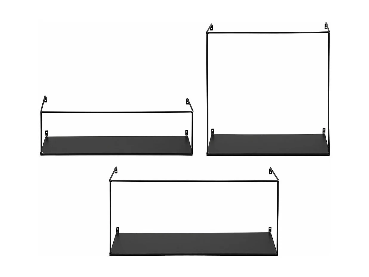 Ulmo étagère murale set de 3 noires.