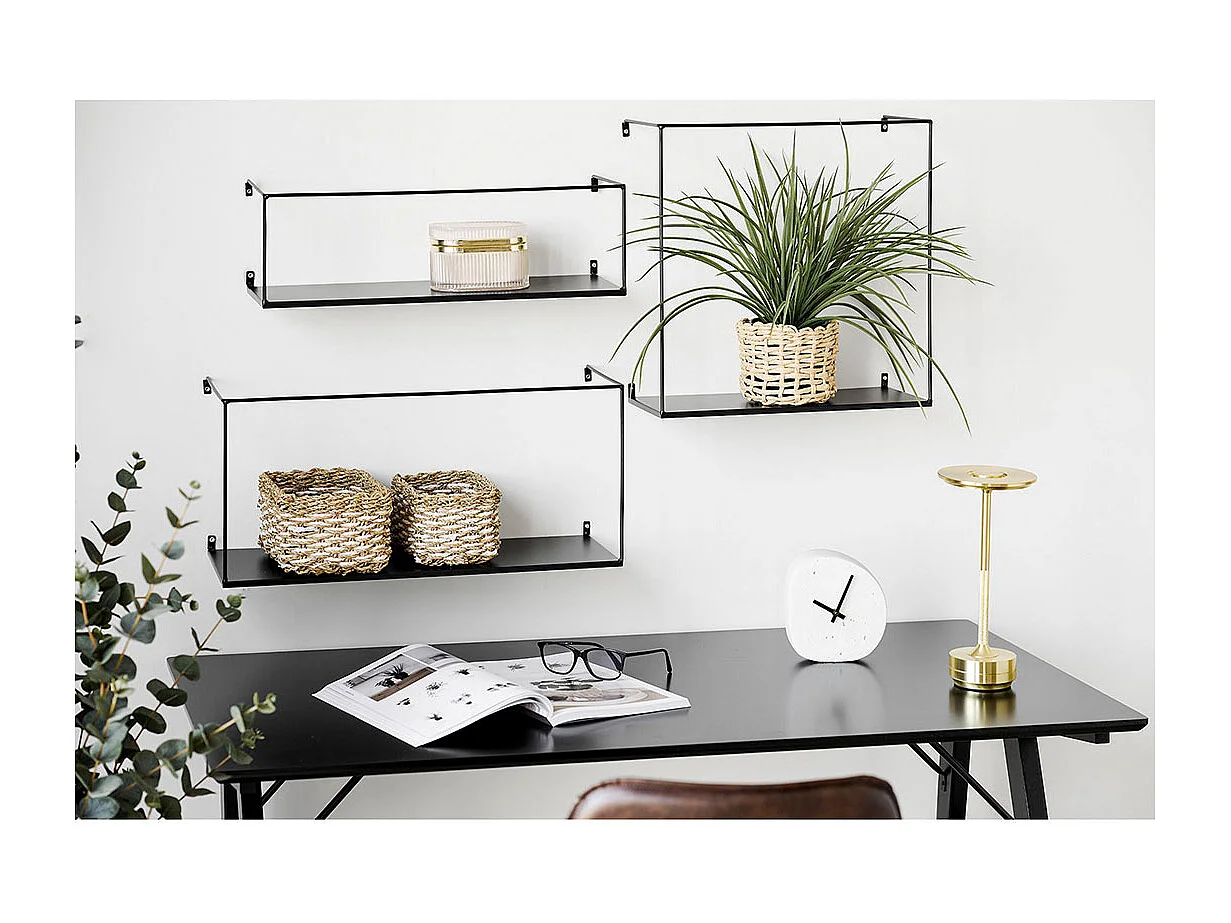 Ulmo étagère murale set de 3 noires.