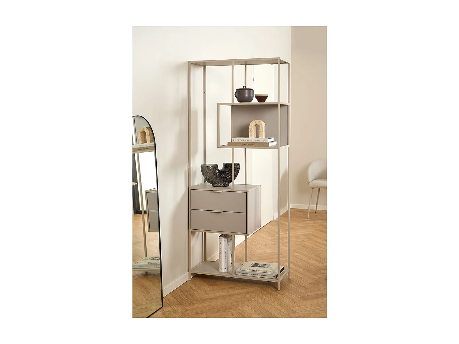 Sea wandkast 2 lades 4 planken grijs.