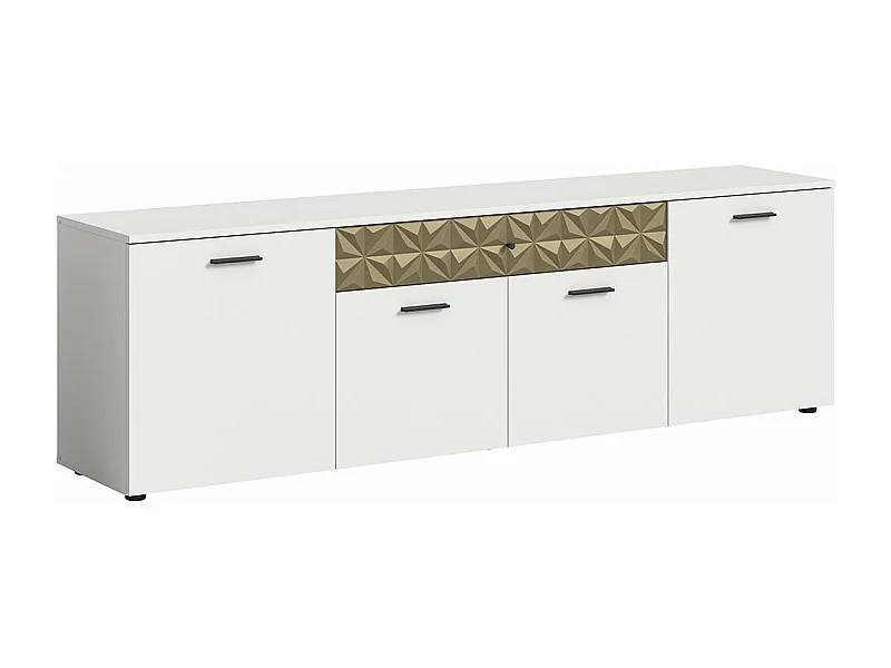 Prisma TV Tisch 1 Schublade 4 Türen weiß.