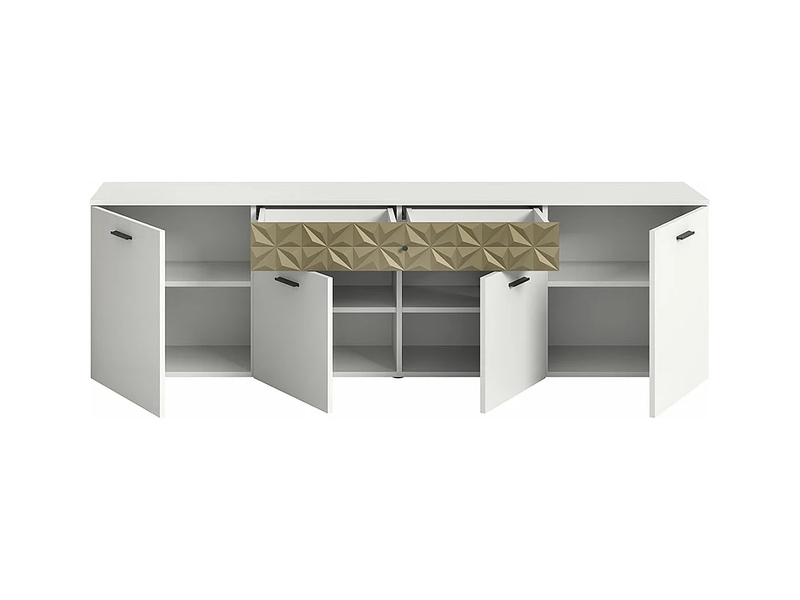 Prisma meuble TV 1 tiroir 4 portes blanc.