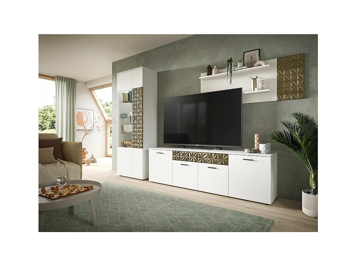 Prisma meuble TV 1 tiroir 4 portes blanc.