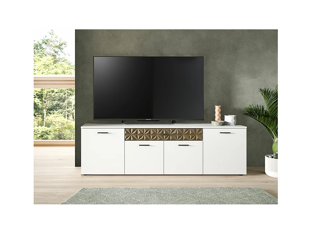 Prisma meuble TV 1 tiroir 4 portes blanc.