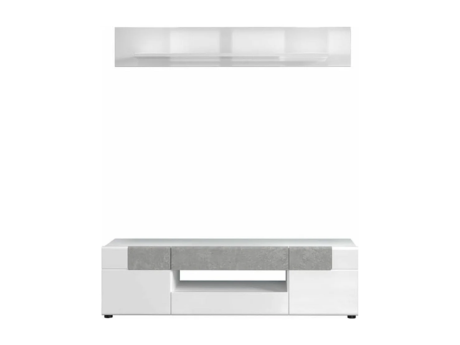 Tokyo TV-meubel 2 deuren, 2 laden, 1 plank, wit hoogglans.