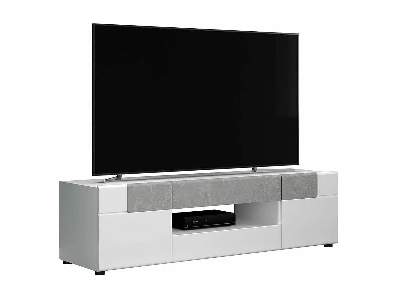 Tokyo TV-meubel 2 deuren, 2 laden, 1 plank, wit hoogglans.