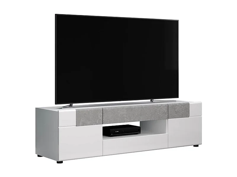 Tokyo TV-meubel 2 deuren, 2 laden, 1 plank en extra tv-plank, wit hoogglans.