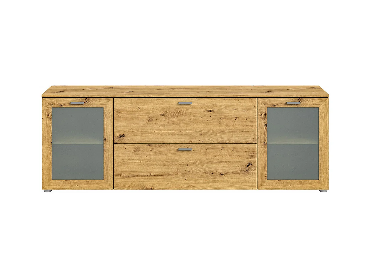 Xeno meuble TV 2 tiroirs 2 portes chêne décor.