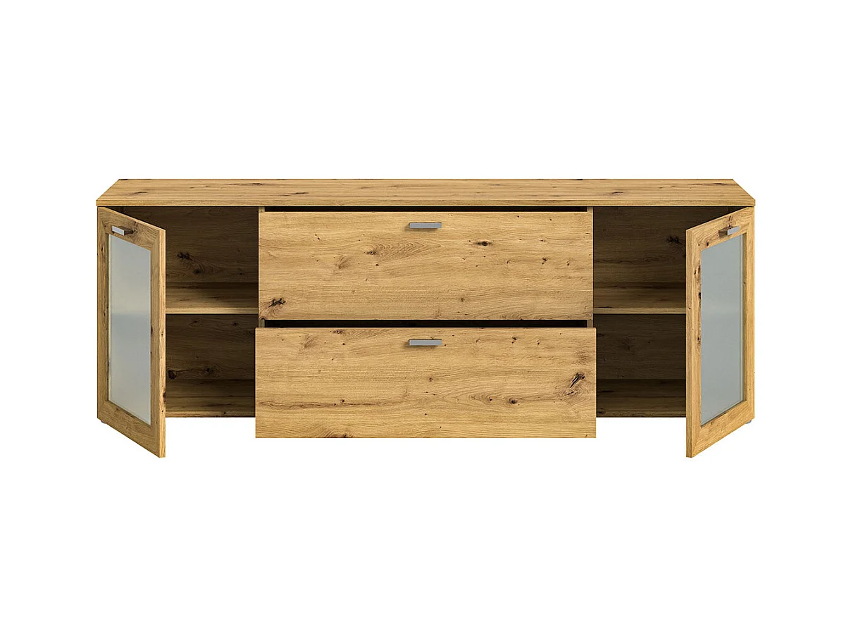 Xeno meuble TV 2 tiroirs 2 portes chêne décor.