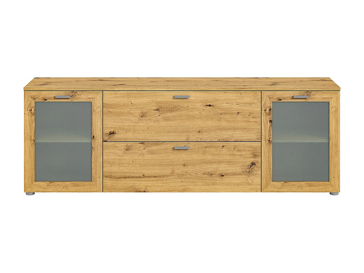 Xeno meuble TV 2 tiroirs 2 portes chêne décor.