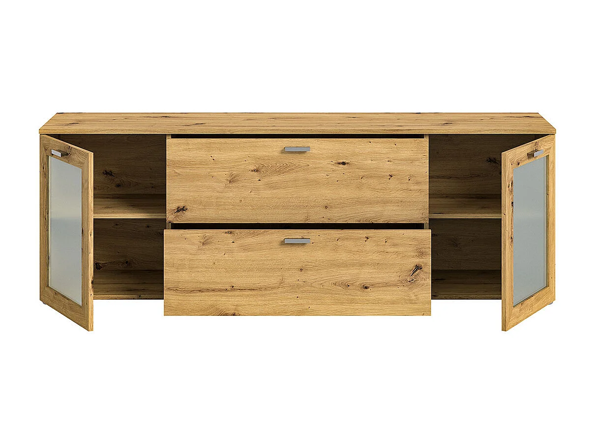 Xeno meuble TV 2 tiroirs 2 portes chêne décor.
