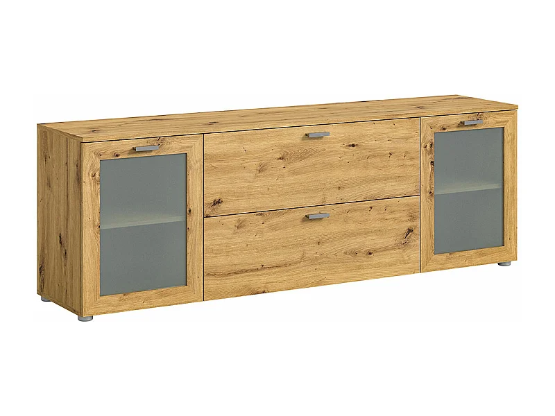 Xeno meuble TV 2 tiroirs 2 portes chêne décor.
