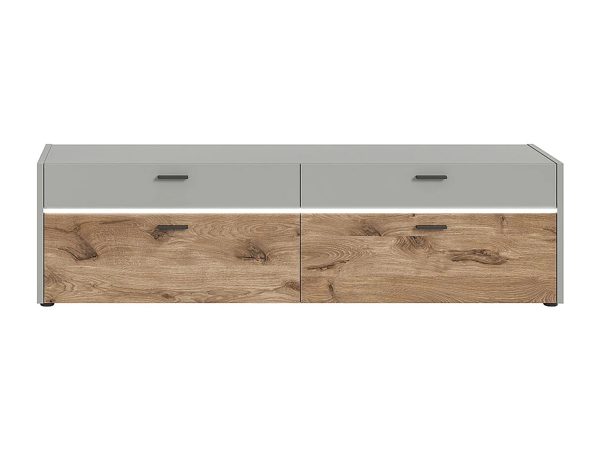 Celino TV-meubel 2 laden 2 kleppen incl. LED-verlichting lichtgrijs.