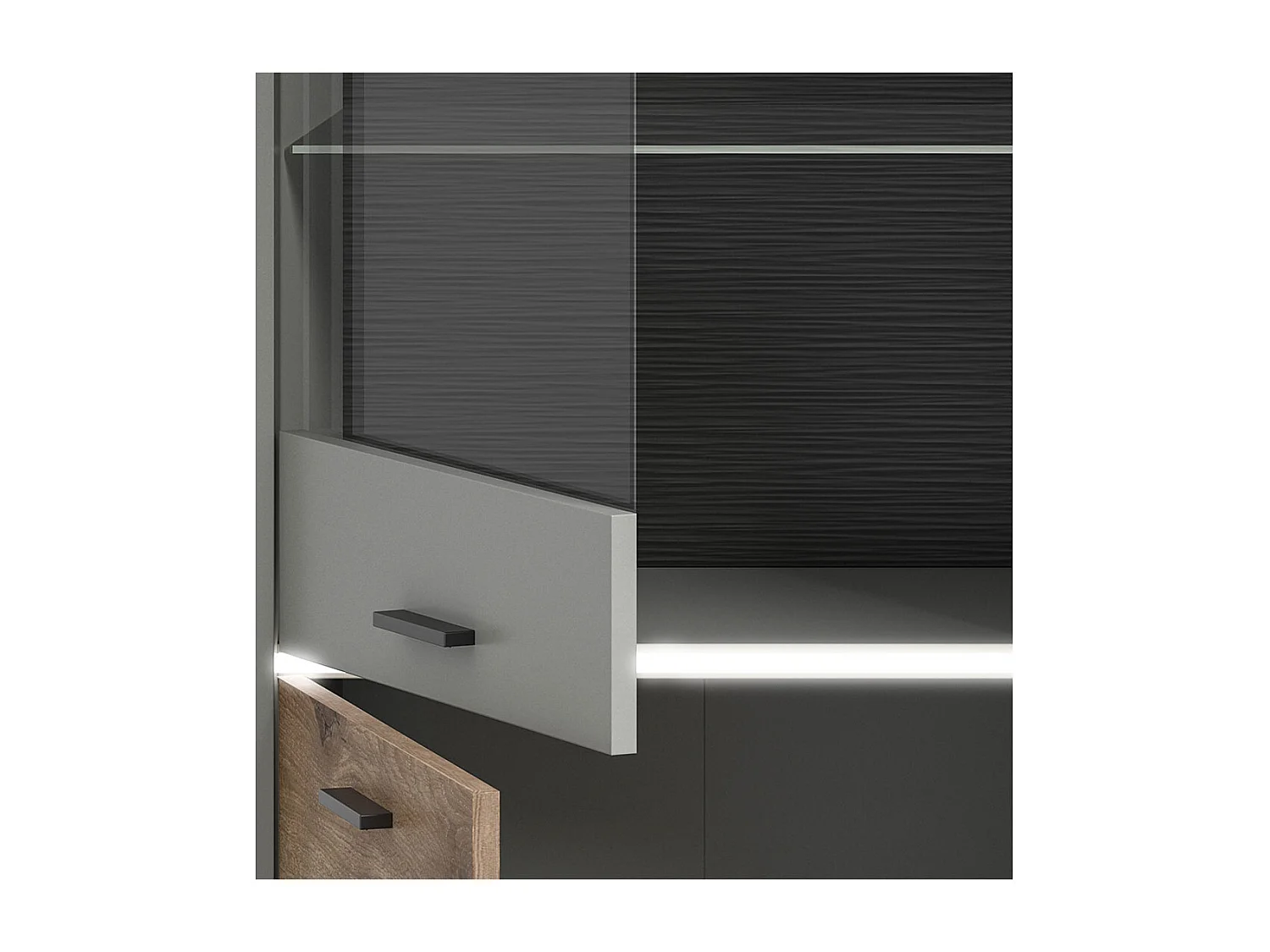 Celino TV-meubel 2 laden 2 kleppen incl. LED-verlichting lichtgrijs.