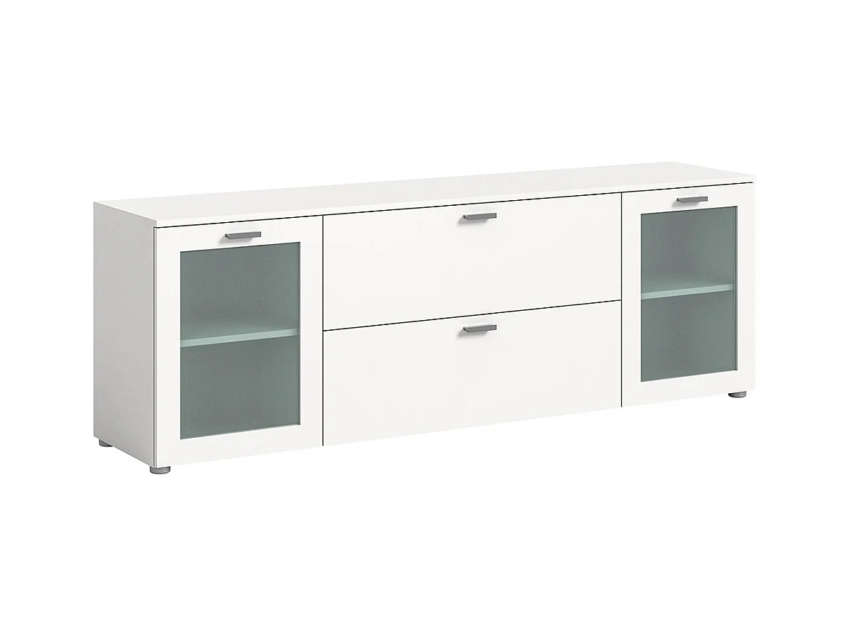 Xeno meuble TV 2 tiroirs 2 portes blanc.