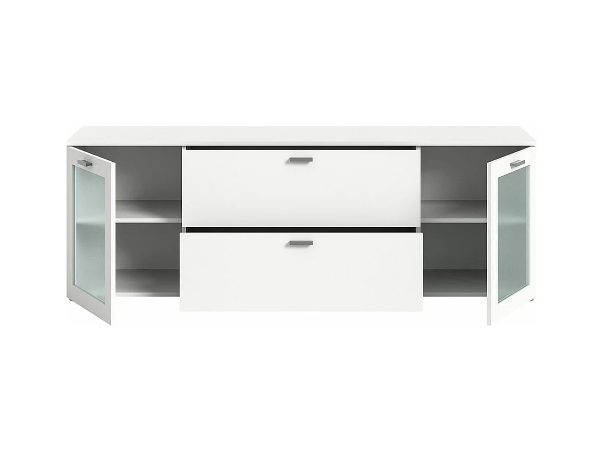 Xeno meuble TV 2 tiroirs 2 portes blanc.