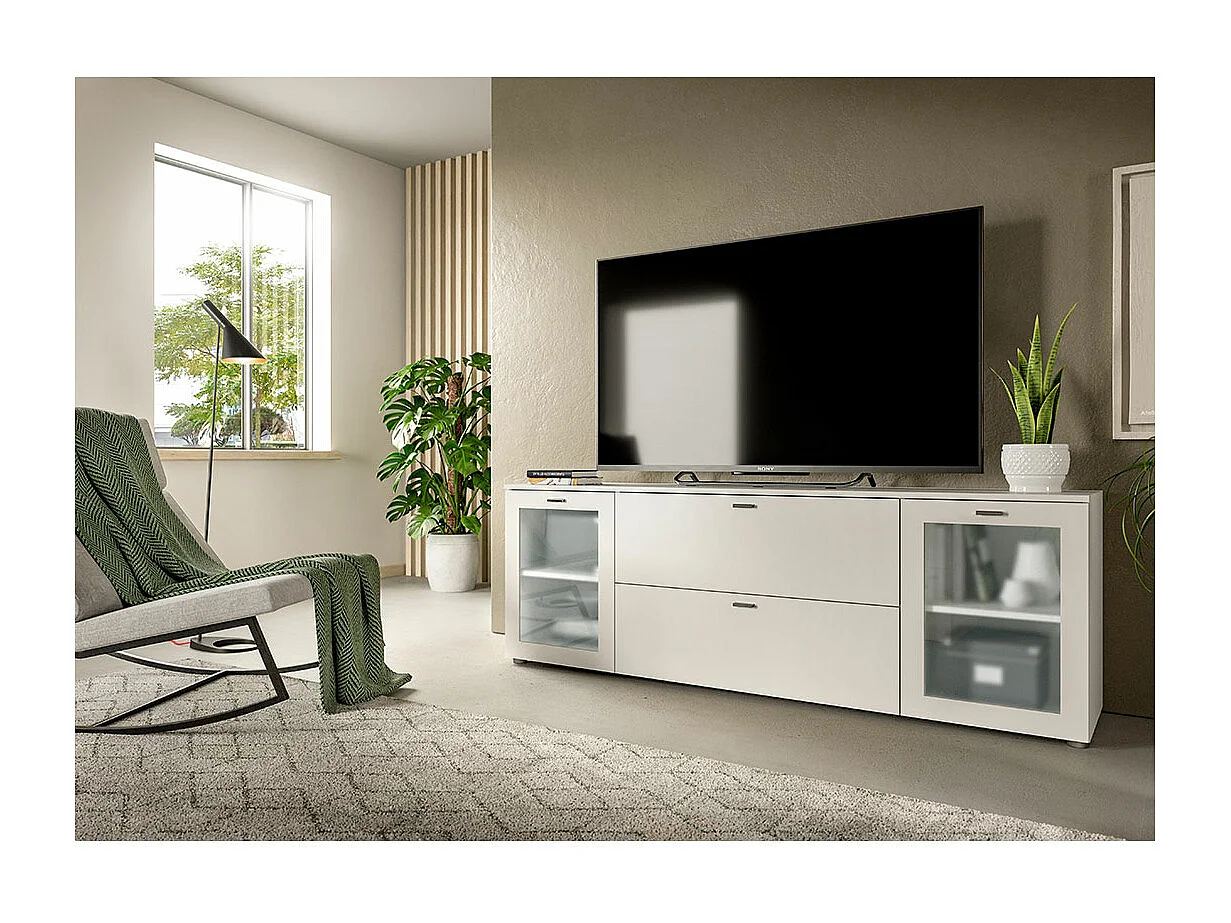 Xeno TV-meubel 2 laden 2 deuren wit.