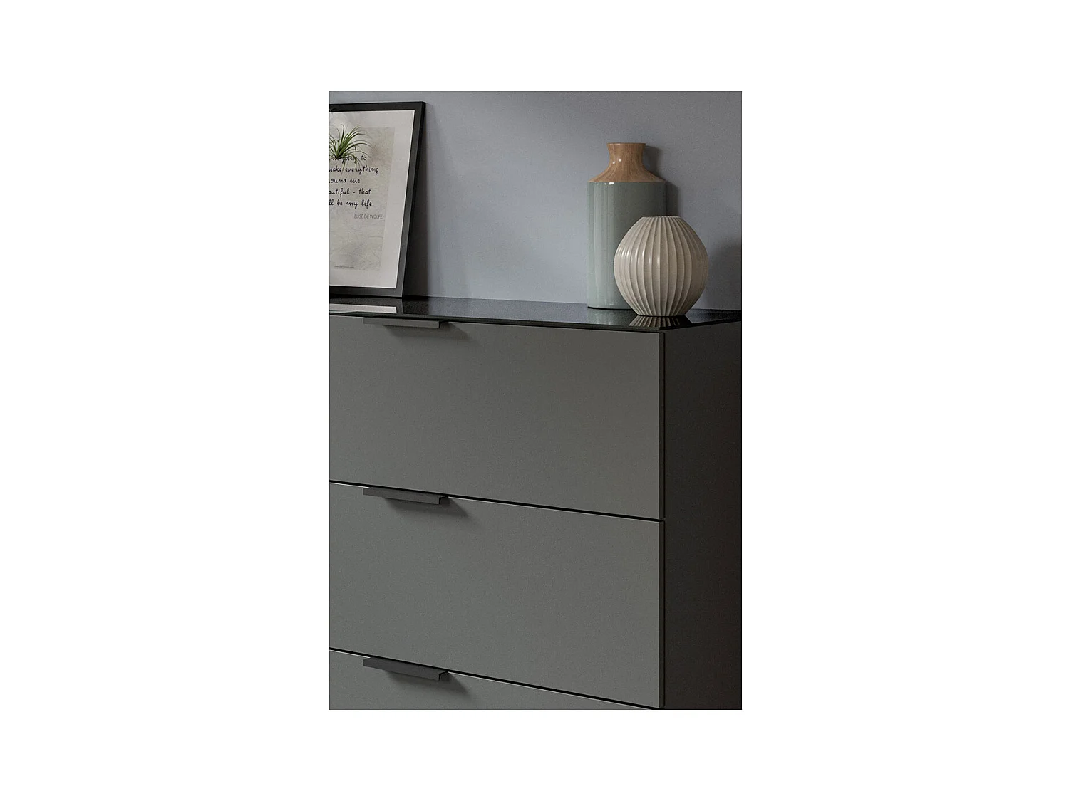 Ray TV Tisch 2 Schubladen 1 Tür 1 Klapptür anthrazit.