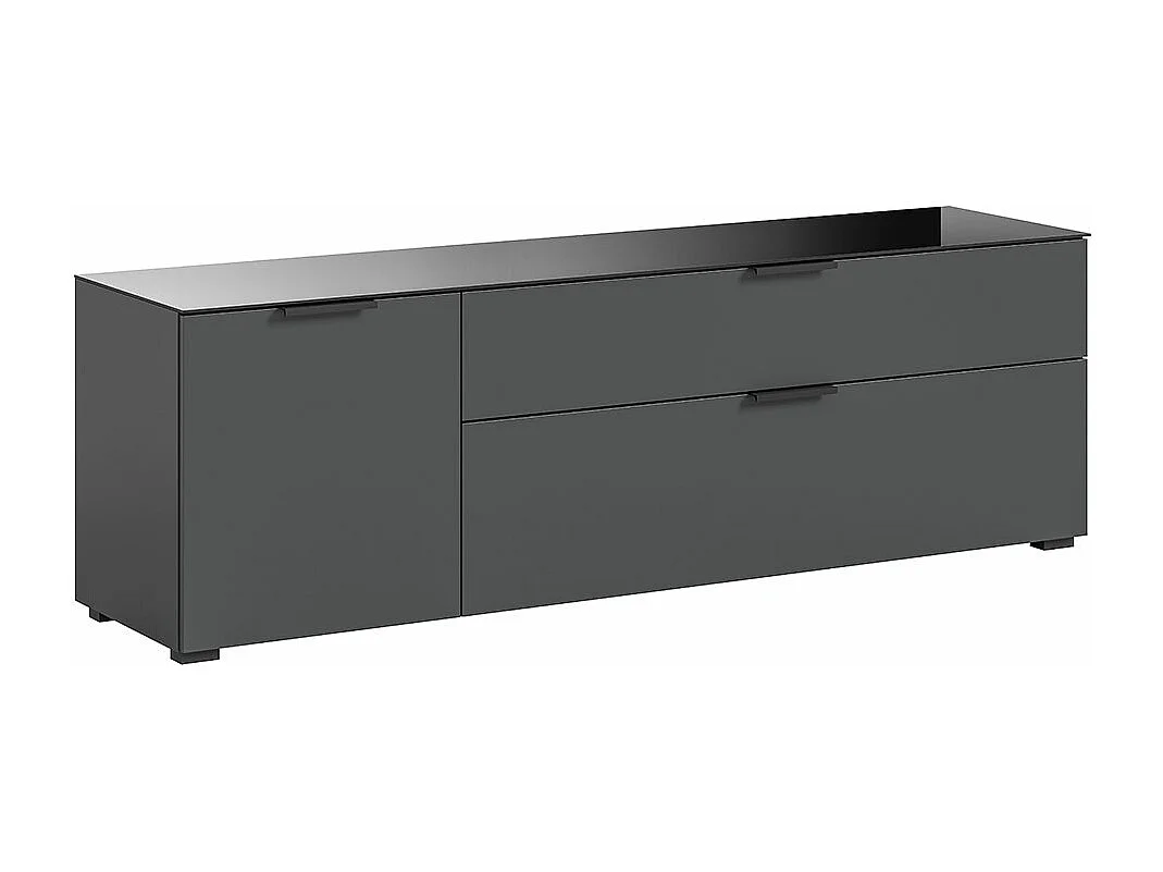 Ray meuble TV 2 tiroirs 1 porte 1 porte abattante anthracite.